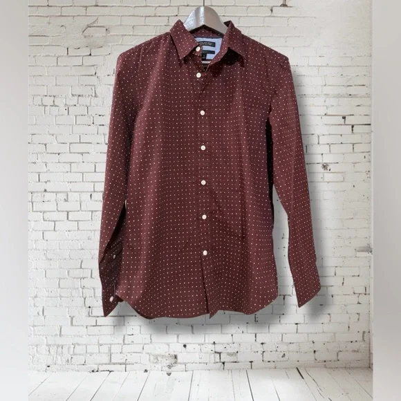 Banana Republic - Men's Burgundy Polka Dot dress Shirt - Picture 1 of 2